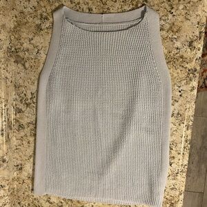 Burgess Women’s Sleeveless Blue Vest - Cotton Cashmere Blend Size Medium